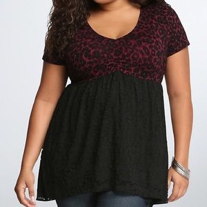 Torrid leopard babydoll lace top